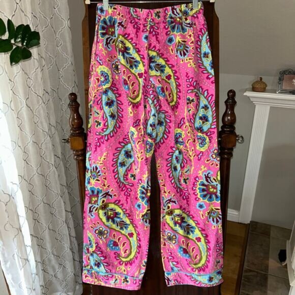 Nick & Nora Women’s Pajama Set Small Pink Paisley Button Front Top Pants Cotton - Picture 9 of 11